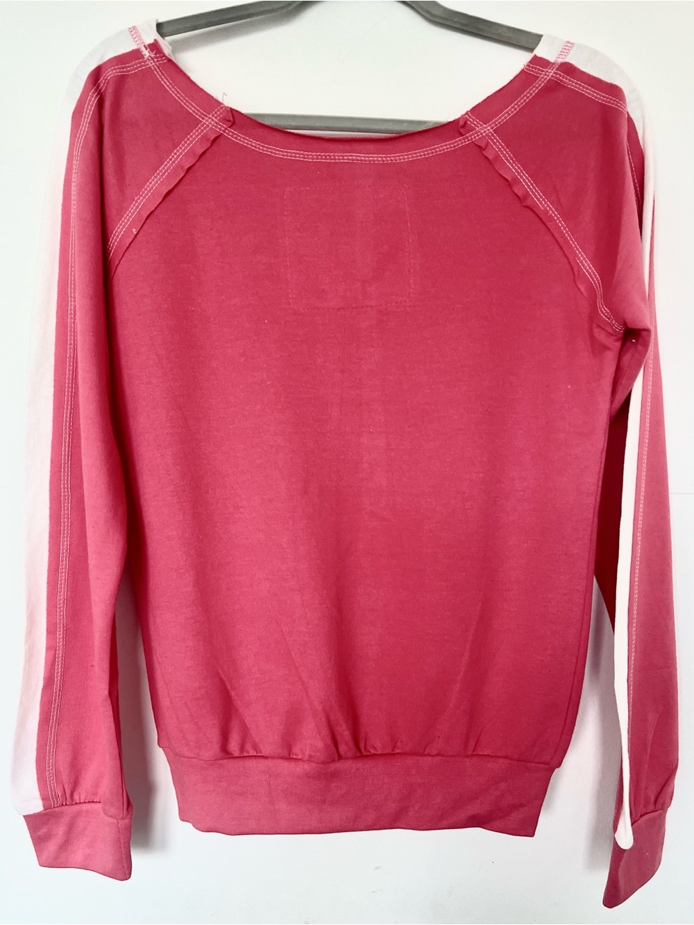 Rag Wear USA NWT Pink White Cropped Crewneck Sweatshirt M WN987 Y2K - Picture 2 of 7